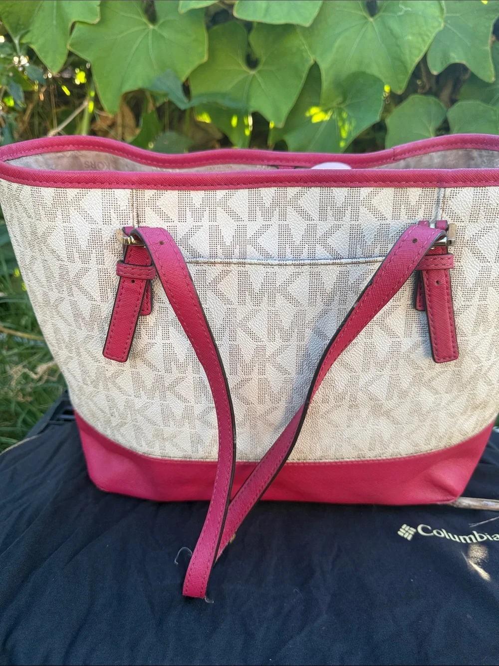 Michael Kors Pink and White Floral Appliqué Tote